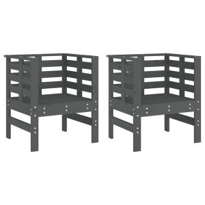 Krzesła ogrodowe, 2 szt., szare, 61,5x53x71 cm, drewno sosnowe 648433 Krzesła ogrodowe, 2 szt., szare, 61,5x53x71 cm, drewno sosnowe 648433