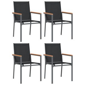 Krzesła ogrodowe 4 szt czarne 55×61,5x90cm textilene i stal 936270 Krzesła ogrodowe 4 szt czarne 55×61,5x90cm textilene i stal 936270