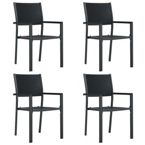 Krzesła ogrodowe, 4 szt., czarne, plastik stylizowany na rattan 562746 Krzesła ogrodowe, 4 szt., czarne, plastik stylizowany na rattan 562746