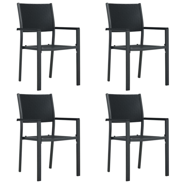Krzesła ogrodowe, 4 szt., czarne, plastik stylizowany na rattan 562746