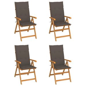 Krzesła ogrodowe, 4 szt., poduszki taupe, drewno tekowe 567625 Krzesła ogrodowe, 4 szt., poduszki taupe, drewno tekowe 567625