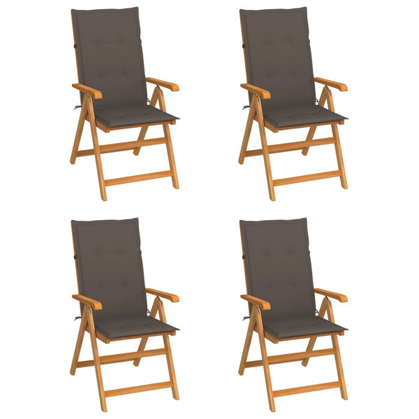 Krzesła ogrodowe, 4 szt., poduszki taupe, drewno tekowe 567625