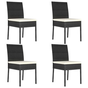 Krzesła ogrodowe 4 szt. polirattan czarne 938445 Krzesła ogrodowe 4 szt. polirattan czarne 938445