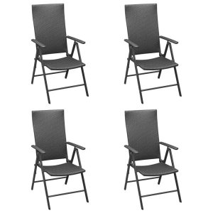 Krzesła ogrodowe, 4 szt., polirattan, czarne 669062 Krzesła ogrodowe, 4 szt., polirattan, czarne 669062
