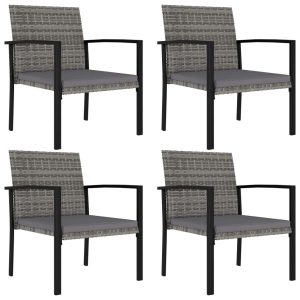 Krzesła ogrodowe, 4 szt., polirattan, szare 669068 Krzesła ogrodowe, 4 szt., polirattan, szare 669068