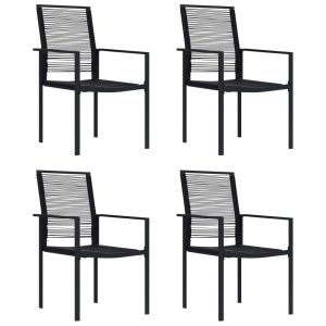 Krzesła ogrodowe 4 szt. rattan PVC czarne 938217 Krzesła ogrodowe 4 szt. rattan PVC czarne 938217
