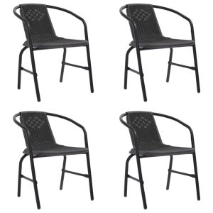 Krzesła ogrodowe, 4 szt., rattan syntetyczny i stal, 110 kg 664788 Krzesła ogrodowe, 4 szt., rattan syntetyczny i stal, 110 kg 664788