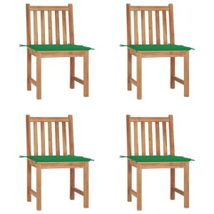 Krzesła ogrodowe, 4 szt., z poduszkami, lite drewno tekowe 669431 Krzesła ogrodowe, 4 szt., z poduszkami, lite drewno tekowe 669431
