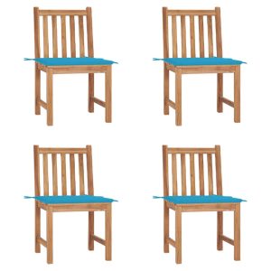 Krzesła ogrodowe, 4 szt., z poduszkami, lite drewno tekowe 669478 Krzesła ogrodowe, 4 szt., z poduszkami, lite drewno tekowe 669478