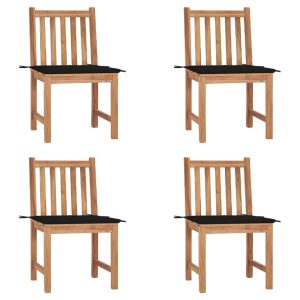 Krzesła ogrodowe, 4 szt., z poduszkami, lite drewno tekowe 669486 Krzesła ogrodowe, 4 szt., z poduszkami, lite drewno tekowe 669486