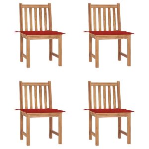 Krzesła ogrodowe, 4 szt., z poduszkami, lite drewno tekowe 669524 Krzesła ogrodowe, 4 szt., z poduszkami, lite drewno tekowe 669524