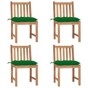 Krzesła ogrodowe, 4 szt., z poduszkami, lite drewno tekowe 568922 Krzesła ogrodowe, 4 szt., z poduszkami, lite drewno tekowe 568922