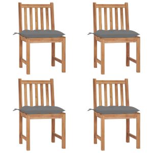 Krzesła ogrodowe, 4 szt., z poduszkami, lite drewno tekowe 568947 Krzesła ogrodowe, 4 szt., z poduszkami, lite drewno tekowe 568947