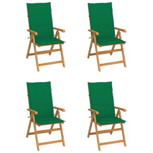 Krzesła ogrodowe, 4 szt., zielone poduszki, drewno tekowe 567620 Krzesła ogrodowe, 4 szt., zielone poduszki, drewno tekowe 567620