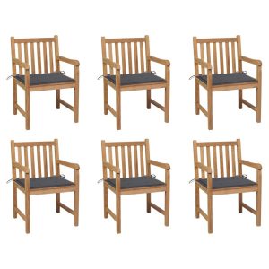 Krzesła ogrodowe, 6 szt., antracytowe poduszki, drewno tekowe 664850 Krzesła ogrodowe, 6 szt., antracytowe poduszki, drewno tekowe 664850