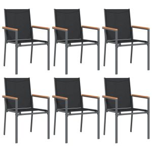 Krzesła ogrodowe 6 szt czarne 55×61,5x90cm textilene i stal 936283 Krzesła ogrodowe 6 szt czarne 55×61,5x90cm textilene i stal 936283