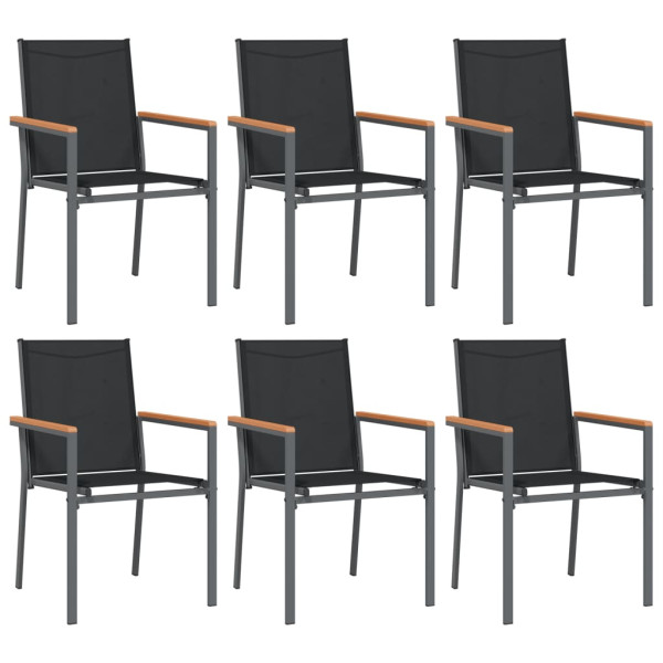 Krzesła ogrodowe 6 szt czarne 55x61,5x90cm textilene i stal 936283