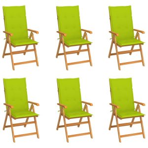 Krzesła ogrodowe, 6 szt., jasnozielone poduszki, drewno tekowe 567669 Krzesła ogrodowe, 6 szt., jasnozielone poduszki, drewno tekowe 567669
