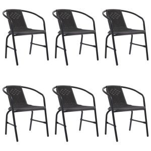 Krzesła ogrodowe, 6 szt., rattan syntetyczny i stal, 110 kg 664785 Krzesła ogrodowe, 6 szt., rattan syntetyczny i stal, 110 kg 664785