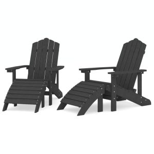 Krzesła ogrodowe Adirondack z podnóżkami, 2 szt, HDPE, antracyt 665578 Krzesła ogrodowe Adirondack z podnóżkami, 2 szt, HDPE, antracyt 665578