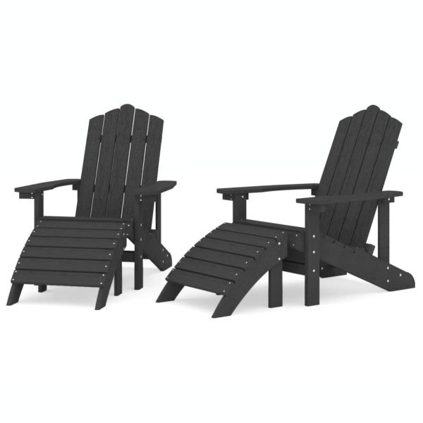 Krzesła ogrodowe Adirondack z podnóżkami, 2 szt, HDPE, antracyt 665578