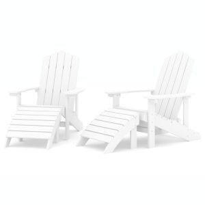 Krzesła ogrodowe Adirondack z podnóżkami, 2 szt., HDPE, białe 665519 Krzesła ogrodowe Adirondack z podnóżkami, 2 szt., HDPE, białe 665519