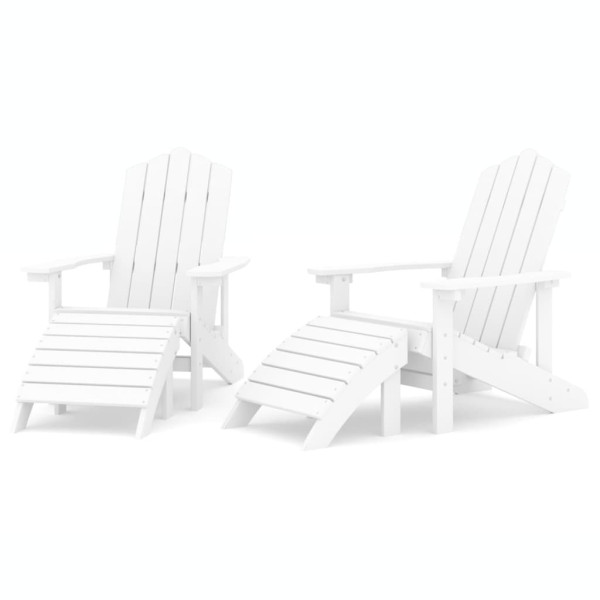 Krzesła ogrodowe Adirondack z podnóżkami, 2 szt., HDPE, białe 665519