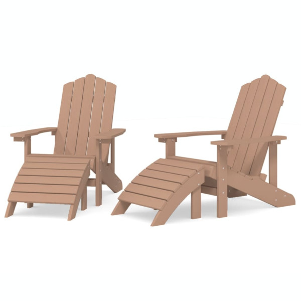 Krzesła ogrodowe Adirondack z podnóżkami, 2 szt., HDPE, brązowe 665319