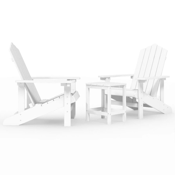 Krzesła ogrodowe Adirondack ze stolikiem, HDPE, białe 665219