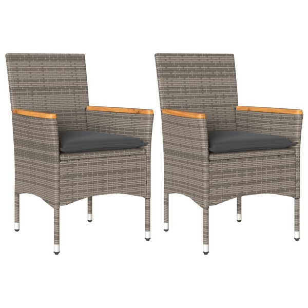 Krzesła ogrodowe z poduszkami, 2 szt., szare, rattan PE 668055