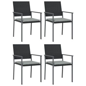 Krzesła ogrodowe z poduszkami, 4 szt., czarne, 54×62,5×89 cm 665241 Krzesła ogrodowe z poduszkami, 4 szt., czarne, 54×62,5×89 cm 665241