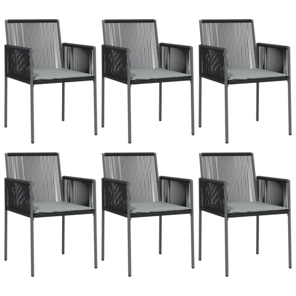 Krzesła ogrodowe z poduszkami, 6 szt., czarne, 54x60,5x83,5 cm 668270