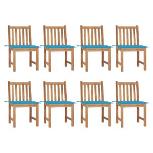 Krzesła ogrodowe z poduszkami, 8 szt., lite drewno tekowe 669459 Krzesła ogrodowe z poduszkami, 8 szt., lite drewno tekowe 669459