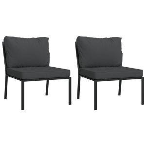 Krzesła ogrodowe z szarymi poduszkami 2 szt 60x74x79 cm stal 936285 Krzesła ogrodowe z szarymi poduszkami 2 szt 60x74x79 cm stal 936285