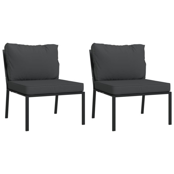 Krzesła ogrodowe z szarymi poduszkami 2 szt 60x74x79 cm stal 936285