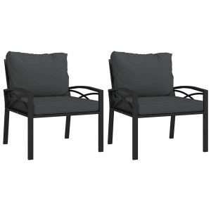 Krzesła ogrodowe z szarymi poduszkami 2 szt 68x76x79 cm stal 936306 Krzesła ogrodowe z szarymi poduszkami 2 szt 68x76x79 cm stal 936306