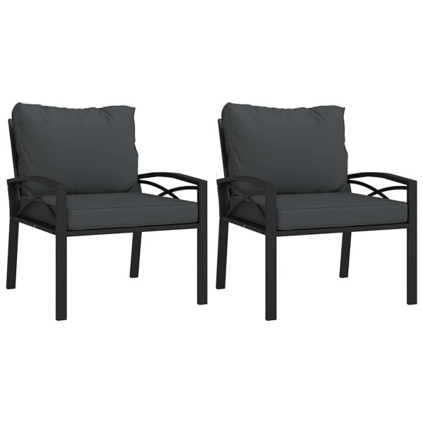 Krzesła ogrodowe z szarymi poduszkami 2 szt 68x76x79 cm stal 936306