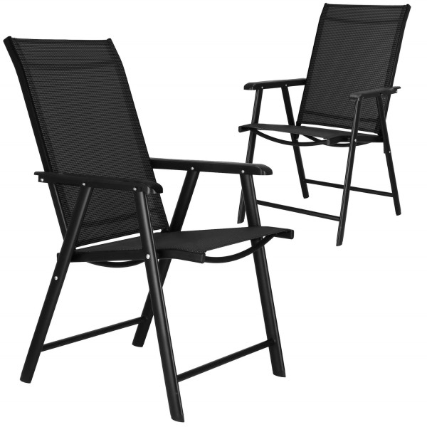 Krzesła tarasowe, komplet 2 krzeseł metalowych na balkon czarne 570105