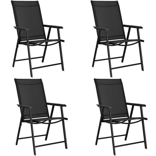 Krzesła tarasowe, komplet 4 krzeseł metalowych na balkon czarne 573834