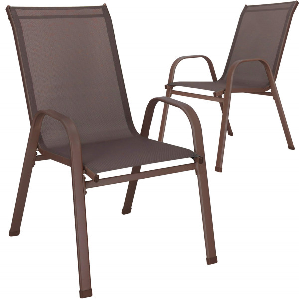 Krzesła tarasowe zestaw 2 szt. metalowe, na taras, balkon do 120 kg brązowe 636046