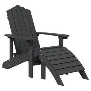 Krzesło Adirondack z podnóżkiem, HDPE, antracytowe 665333 Krzesło Adirondack z podnóżkiem, HDPE, antracytowe 665333