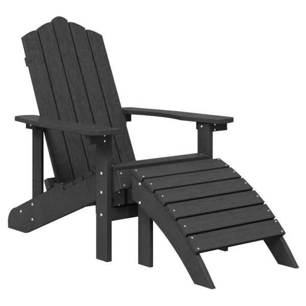 Krzesło Adirondack z podnóżkiem, HDPE, antracytowe 665333