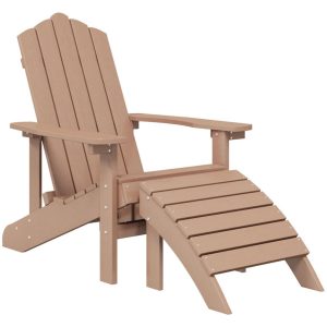 Krzesło Adirondack z podnóżkiem, HDPE, brązowe 665516 Krzesło Adirondack z podnóżkiem, HDPE, brązowe 665516
