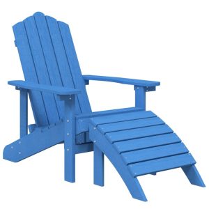 Krzesło Adirondack z podnóżkiem, HDPE, morski błękit 665482 Krzesło Adirondack z podnóżkiem, HDPE, morski błękit 665482