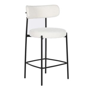 Krzesło barowe na czarnej podstawie bouclé 97 cm 353221