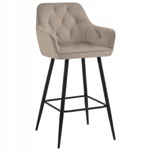 Krzesło barowe tapicerowane wysokie velvet wyspy hoker H202 Julia III taupe 913674 Krzesło barowe tapicerowane wysokie velvet wyspy hoker H202 Julia III taupe 913674