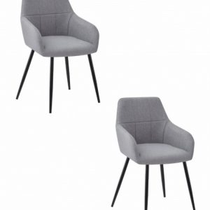Krzesło BENI – jasno szary tkanina / nogi czarne x 2 569812 Krzesło BENI – jasno szary tkanina / nogi czarne x 2 569812