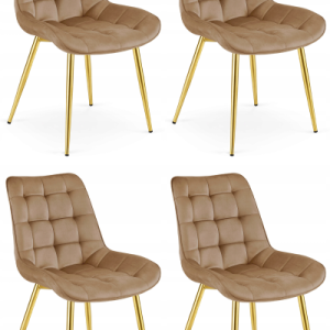 Krzesło Bera – Aksamit Brąz / Nogi Złote X 4 1084056 Krzesło Bera – Aksamit Brąz / Nogi Złote X 4 1084056