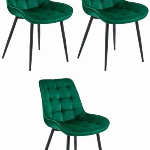 Krzesło BERA – ciemna zieleń aksamit / nogi czarne x 3 470622