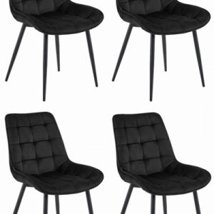 Krzesło BERA – czarny aksamit / nogi czarne x 4 470634 Krzesło BERA – czarny aksamit / nogi czarne x 4 470634